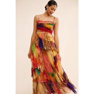 SIDDHARTHA BANSAL Women's Tiered Multi Print Maxi Dress Size S In Multi